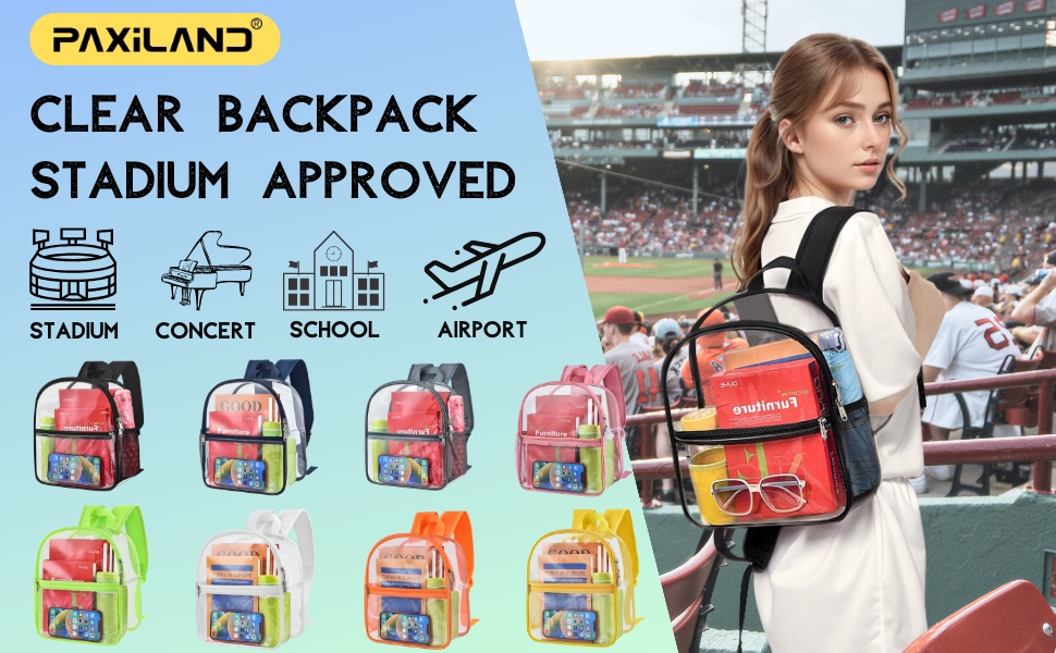 clear see through transparent backpack bag stadium approved concert sport event school college